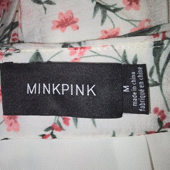 WOMENS MINKPINK FLORAL SKIRT ROUCHING LINED ZIPPERED BACK MIDI LENGTH SIZE MED - Picture 5 of 6
